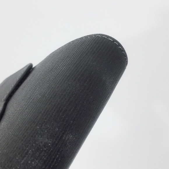 Hanae Mori black textured leather gold logo vintage compact wallet - Picture 4 of 11